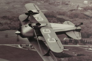 bill davidson doing aerobatics in a biplane
